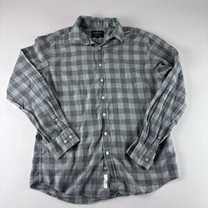 Rodd & Gunn Sports Fit Flannel Shirt Mens Large Gray Plaid Italian Fabric Cotton